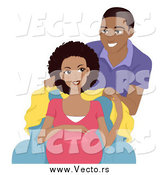 Vector of a Happy Black Man Covering His Pretty Pregnant Wife with a Blanket by BNP Design Studio