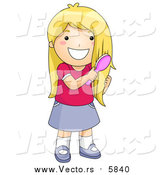 Vector of a Happy Blond Girl Brushing Her Hair by BNP Design Studio