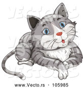 Vector of a Happy Blue Eye, Gray Tabby Cat by Graphics RF