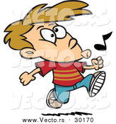 Vector of a Happy Boy Whistling and Running - Cartoon Style by Toonaday
