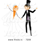 Vector of a Happy Bride and Groom Dancing at Their Wedding by BNP Design Studio