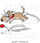 Vector of a Happy Brown Dog Playing Fetch with Ball by Gnurf