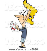 Vector of a Happy but Sad Cartoon Mom Crying While Reading a Mother's Day Card by Toonaday