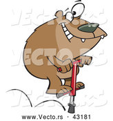 Vector of a Happy Cartoon Bear Jumping on a Pogo Stick by Toonaday