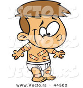 Vector of a Happy Cartoon Boy Covered in Boo Boo Bandages by Toonaday