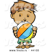 Vector of a Happy Cartoon Boy Holding a Beach Ball by Chromaco
