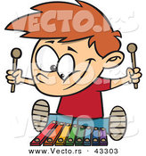 Vector of a Happy Cartoon Boy Playing a Xylophone by Toonaday