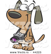 Vector of a Happy Cartoon Brown Dog with a Camera by Toonaday