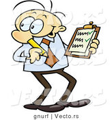 Vector of a Happy Cartoon Businessman with Check List and Pencil by Gnurf