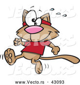 Vector of a Happy Cartoon Cat Jogging by Toonaday
