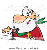 Vector of a Happy Cartoon CRS Santa Talking into a Microphone by Toonaday