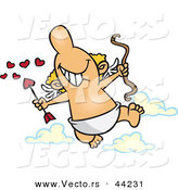 Vector of a Happy Cartoon Cupid Holding a Bow and Love Heart Arrow by Toonaday