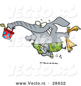 Vector of a Happy Cartoon Elephant Running to the Beach with a Bucket and Towel by Toonaday