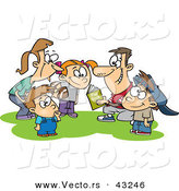 Vector of a Happy Cartoon Family Huddling During a Football Game by Toonaday
