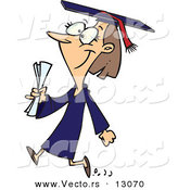 Vector of a Happy Cartoon Female College Graduate Walking by Toonaday