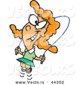 Vector of a Happy Cartoon Girl Skipping Rope by Toonaday