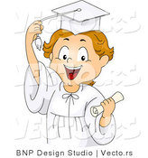 Vector of a Happy Cartoon Graduate Boy Grabing His Tassel by BNP Design Studio