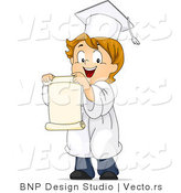 Vector of a Happy Cartoon Graduate Boy Holding a Scroll by BNP Design Studio