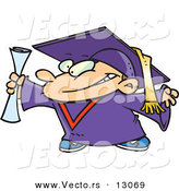 Vector of a Happy Cartoon Graduate Boy Holding Certificate by Toonaday
