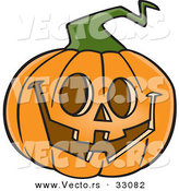 Vector of a Happy Cartoon Jackolantern Pumpkin Carving on Halloween by Toonaday