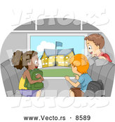 Vector of a Happy Cartoon Kids Viewing a School from a Bus Window by BNP Design Studio