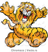 Vector of a Happy Cartoon Lion Mascot Running by Chromaco