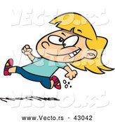 Vector of a Happy Cartoon Little Girl Running Fast by Toonaday
