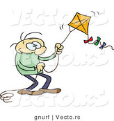 Vector of a Happy Cartoon Man Flying a Kite by Gnurf