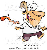 Vector of a Happy Cartoon Man Ripping His Business Tie off While Running Bare Foot by Toonaday