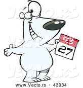 Vector of a Happy Cartoon Polar Bear Holding with a February 27th Calendar Day - Polar Bear Day by Toonaday