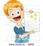 Vector of a Happy Cartoon School Boy Showing off Gold Stars on His Report by BNP Design Studio