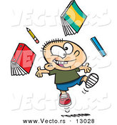 Vector of a Happy Cartoon School Boy Tossing Supplies into the Air by Toonaday