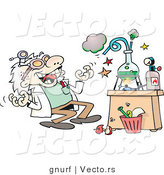 Vector of a Happy Cartoon Scientist Experimenting in His Lab with Chemicals by Gnurf
