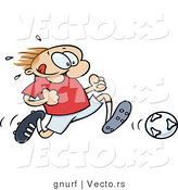 Vector of a Happy Cartoon Soccer Player Running with the Ball by Gnurf