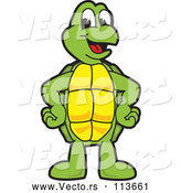 Vector of a Happy Cartoon Turtle School Mascot Character by Toons4Biz