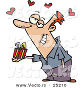 Vector of a Happy Cartoon White Man Giving a Valentine's Day Present by Toonaday