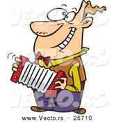 Vector of a Happy Cartoon White Man Playing an Accordion by Toonaday
