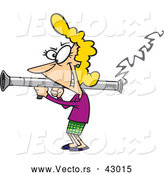 Vector of a Happy Cartoon Woman Shooting a Bazooka by Toonaday