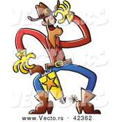 Vector of a Happy Cowboy Sheriff Carrying a Holstered Gun by Zooco