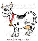 Vector of a Happy Dairy Cow Wearing a Bell Around Its Neck by LaffToon