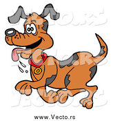 Vector of a Happy Dog Trotting with His Tongue Hanging out by LaffToon