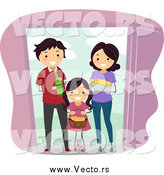 Vector of a Happy Family Giving Food and Beverage to Welcome New Neighbors by BNP Design Studio
