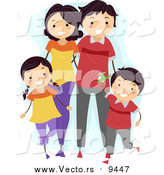 Vector of a Happy Family Walking Together and Wearing Matching Outfits by BNP Design Studio