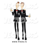 Vector of a Happy Gay Couple Toasting After Getting Married by BNP Design Studio