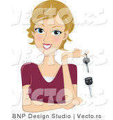 Vector of a Happy Girl with a New Set of Car Keys by BNP Design Studio