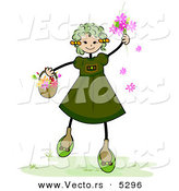 Vector of a Happy Girl with Spring Flowers by BNP Design Studio