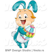 Vector of a Happy Kid Bunny Holding Easter Egg by BNP Design Studio