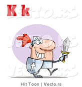 Vector of a Happy Knight with Upper and Lowercase Letter K by Hit Toon