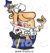 Vector of a Happy Male Police Officer Eating a Donut by Toonaday