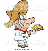 Vector of a Happy Mexican Man Holding a Taco by Toonaday